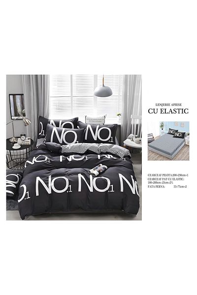 CHIRASO CHIRASO 4-Piece Bedding Set, Satin Cotton, Fitted Sheet 180x200 cm, 2 Pillowcases