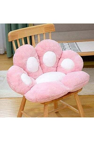 HALAMODO Multiuse Plush Cat Paw Design Chair Cushion Pink/White 80x70cm