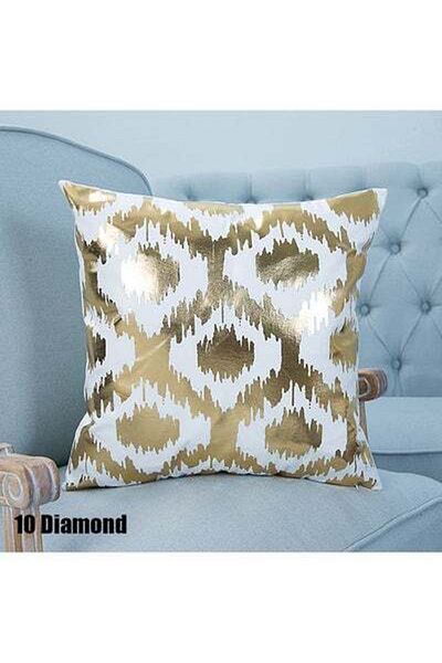 HALAMODO Simple Fashion Home Decorative Throw Pillow Case Cushion Cover White/Gold 45 x 45cm