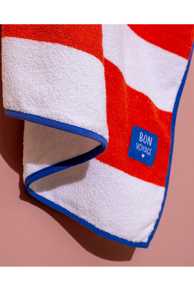 Madame Coco Biasse 100% βαμβακερή πετσέτα παραλίας - Λευκό/Πορτοκαλί - 70x150 cm