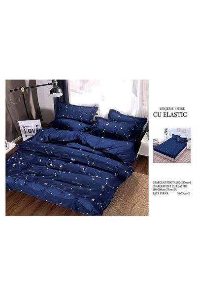 CHIRASO CHIRASO 4-Piece Bedding Set, Satin Cotton, Fitted Sheet 180x200 cm, 2 Pillowcases