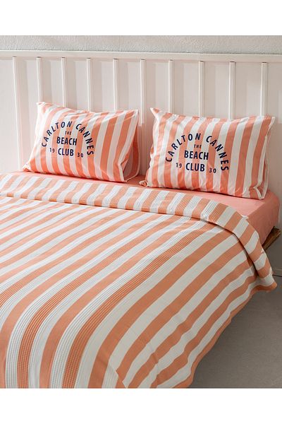 Madame Coco Coralie Double 100% Cotton Karde Printed Pique Set - Orange