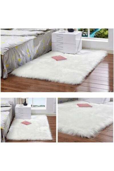 HALAMODO Fluffy Floor Rug White 30x5x20cm