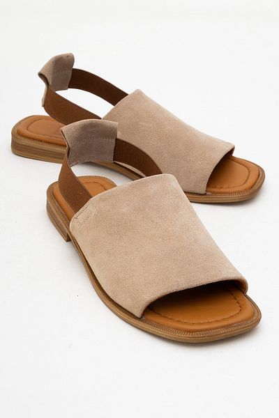 LuviShoes Sandale de damă FUELA din piele naturală din piele intoarsa bej
