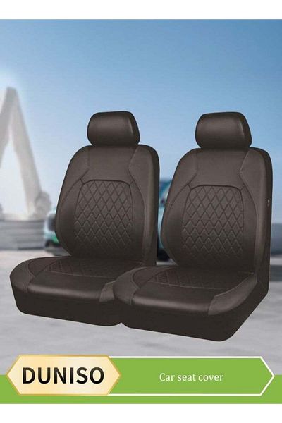 Generic DUNISO 4 Pieces of Universal Car Seat Cover Set, PU leather car backrest two-seater seat covers, eas