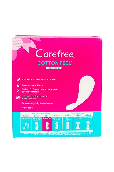 Carefree Cotton Feel Fresh Scent Pantyliners – 56 pcs | Soft, Breathable, Fresh Protection