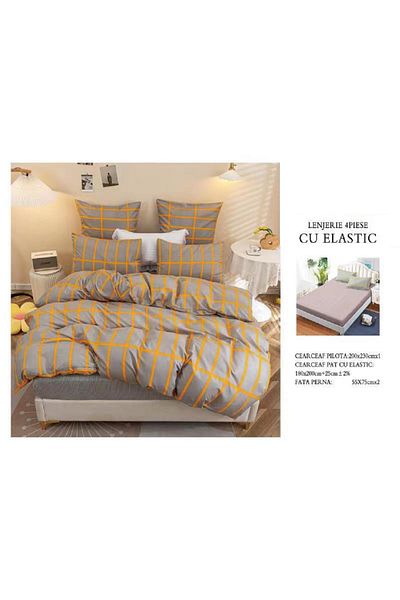 CHIRASO CHIRASO 4-Piece Bedding Set, Satin Cotton, Fitted Sheet 180x200 cm, 2 Pillowcases
