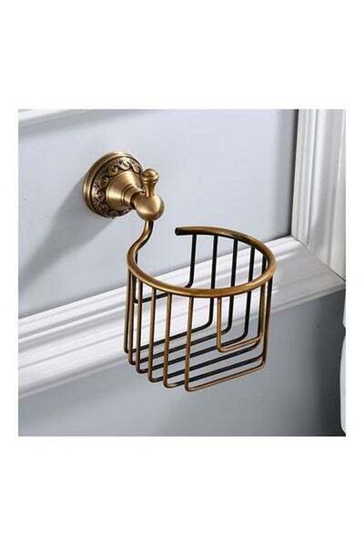 HALAMODO Kitchen Bathroom Dining Room Wall Mounted Brass Toilet Paper Holder Multicolour 15 x 25 x 15cm