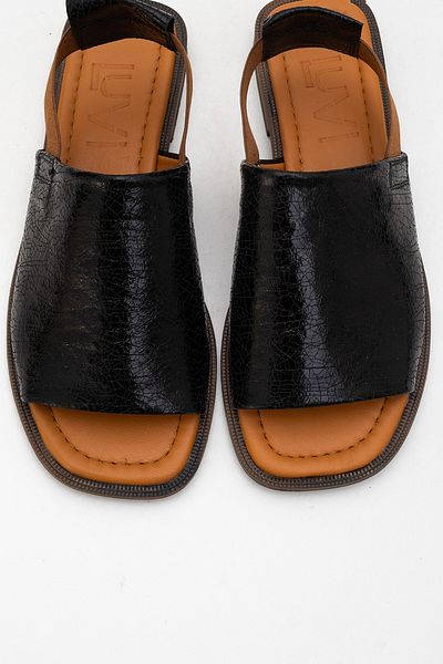 LuviShoes Sandale de damă elastice din piele naturală neagră FUELA