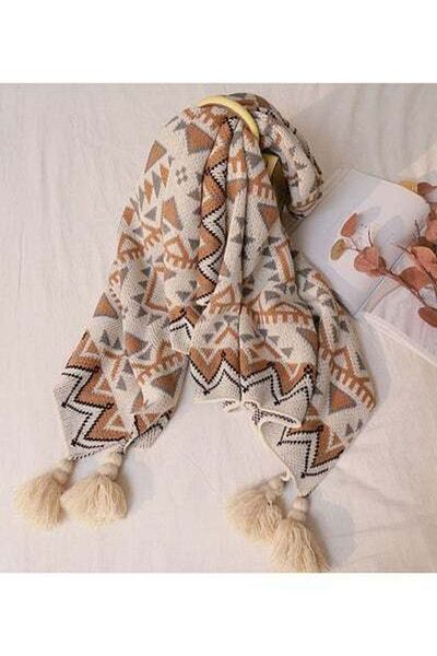 HALAMODO Sofa Blanket Combination Beige/Brown/Grey 130x150cm