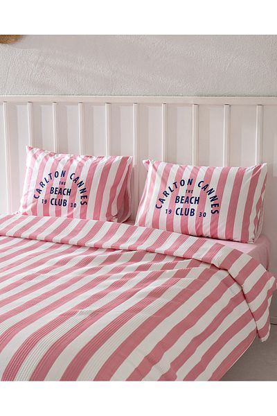 Madame Coco Coralie Double 100% Cotton Karde Printed Pique Set - Pink
