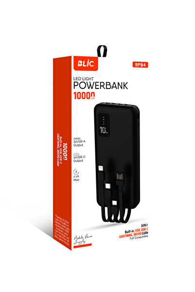 Blic 10.000 Mah Led Işıklı Göstergeli Powerbank