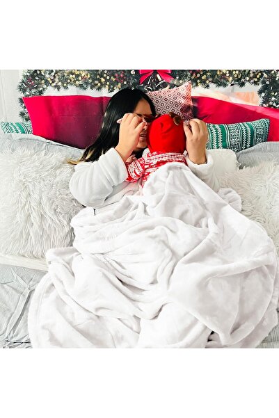 Fabienne Silky Soft Double Blanket Off White 200x220cm Flannel Throw Blanket 280 GSM