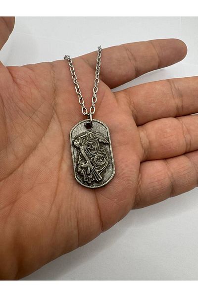 Herşey Nota Sons of Anarchy Imprint Design Silver Color Unisex Necklace – Biker and Outlaw Style