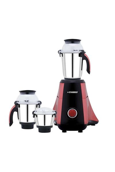 Generic STARGOLD 1000W 3-in-1 Mixer Grinder with Stainless Steel Jars – Powerful Copper Motor, Red & Black
