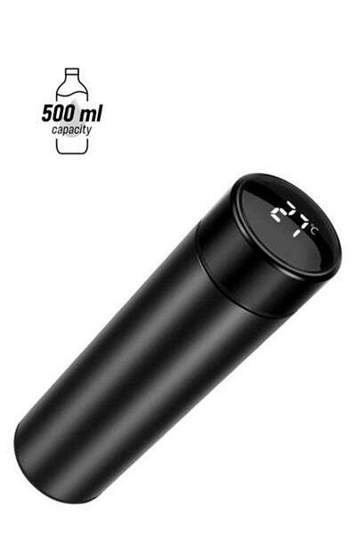 HALAMODO Stainless Steel Vacuum Water Bottle with Smart LCD Touch Screen Black