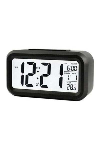 HALAMODO ساعة منبه رقمية باللونين الأبيض والأسود 5.8 × 3.3 سم