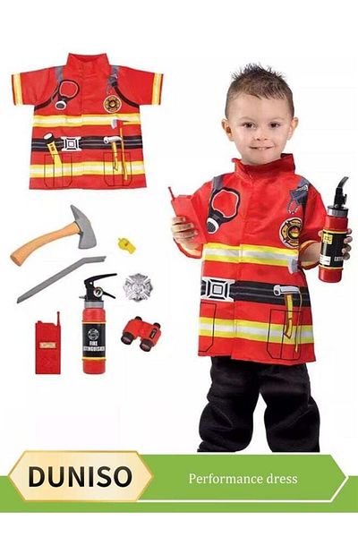 Generic DUNISO Fireman Costume Children, Role Play Costume Toy for Children, M, 120cm