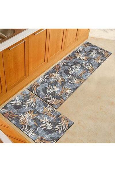 HALAMODO 1-Piece Luxurious Modern Leaf Pattern Rectangular Anti-Slip Living Room Carpet Multicolour 40x60cm
