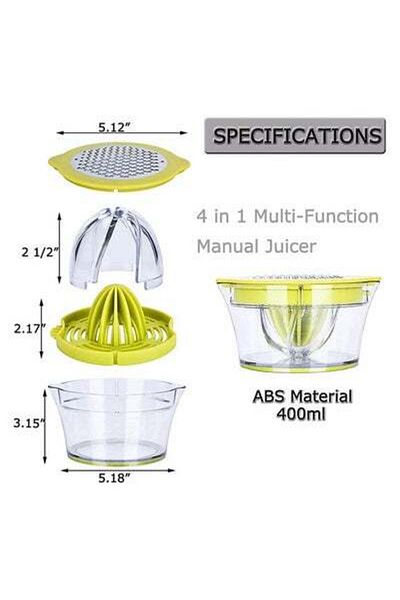 HALAMODO Citrus Lemon Orange Juicer Manual Hand Squeezer with Built-in Measuring Cup and Grater, 12OZ, Green