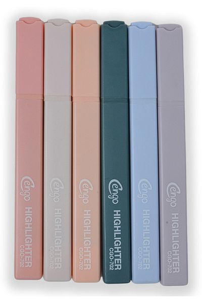 Cengo Square Type Highlighter Highlighter Pen Cream Colors Set of 6 Cgo702