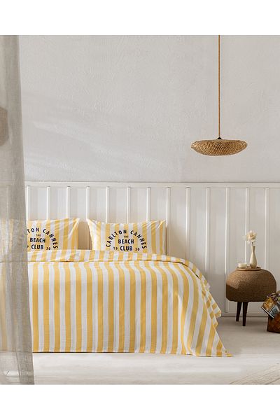 Madame Coco Coralie Single 100% Cotton Karde Printed Pique Set - Yellow