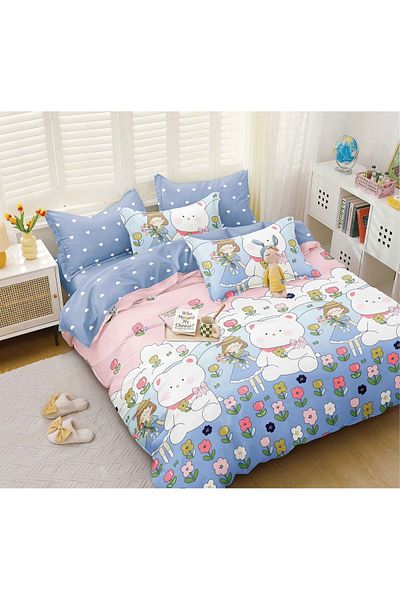 CHIRASO CHIRASO 4-Piece Bedding Set, Satin Cotton, Fitted Sheet 180x200 cm, 2 Pillowcases