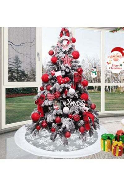 HALAMODO Snowflake Printed Decorative Tree Skirt Grey/White 101cm