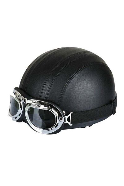 Generic QiaoKai Open Face Half Helmet With Visor And UV Goggles