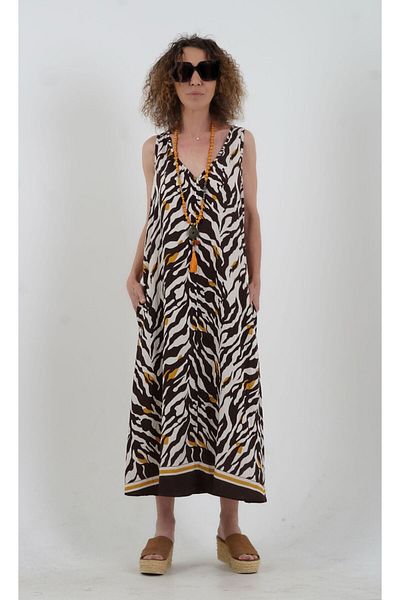 Zelish My Sister Brown Zebra Pattern Dress