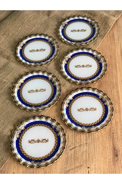 B&M Crown Patterned Curved Dessert Plate 6 Pieces