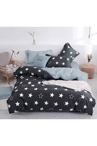 CHIRASO CHIRASO 4-Piece Bedding Set, Satin Cotton, Fitted Sheet 180x200 cm, 2 Pillowcases