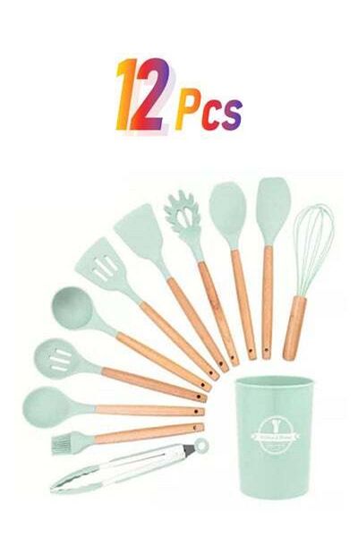 HALAMODO 12-Piece Cooking Utensils Kitchen Set Mint Green