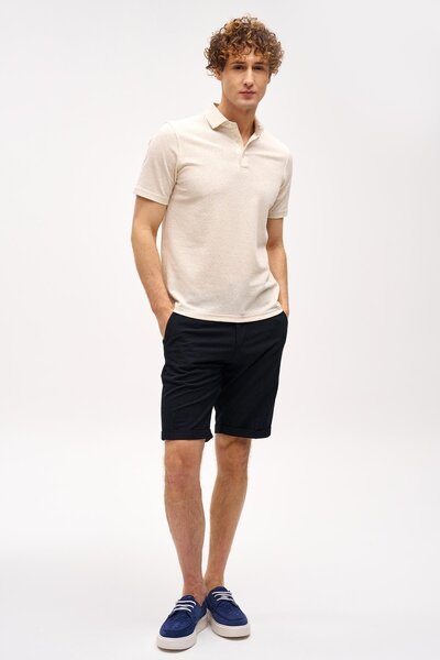 İgs ЧОЛОВІЧА БЕЖЕ СТАНДАРТНА ФУТБОЛКА З КОМИРОМ І ГУДЗИКАМИ