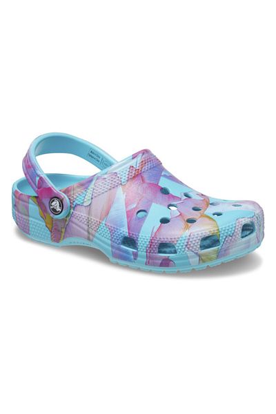 Crocs Classic Palm Print Clog 37-38 EU - M5/W7 US Light Blue - Neptune/Multi