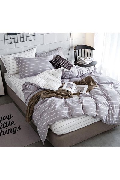 CHIRASO CHIRASO 4-Piece Bedding Set, Satin Cotton, Fitted Sheet 180x200 cm, 2 Pillowcases