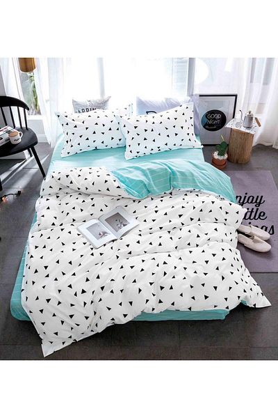 CHIRASO CHIRASO 4-Piece Bedding Set, Satin Cotton, Fitted Sheet 180x200 cm, 2 Pillowcases