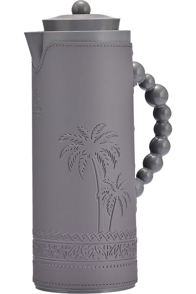 Alsaif Gallery Royal 7T Thermos by Alsaif Gallery, 1 liter, Leather Cover, Palm Design, Glass Internal Insulation,