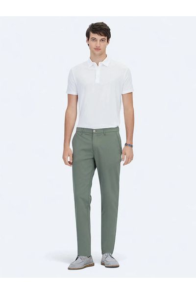 Kip Khaki Woven Casual Trousers