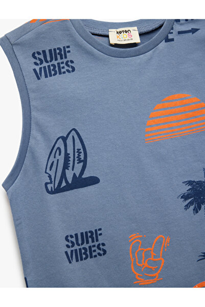 Koton Cotton Printed Sleeveless Crew Neck Undershirt