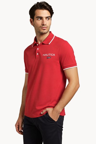 Nautica Basic Regular Fit Premium Cotton Logo Polo Shirt