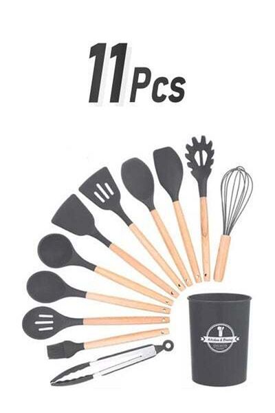 HALAMODO 11-Piece Cooking Utensils Kitchen Set Black