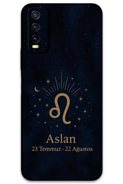 Gramaphone حافظة هاتف متوافقة مع Vivo Y20s بنمط برج الأسد + واقي شاشة - 5772