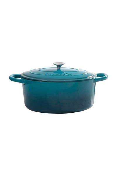 Crockpot® Enameled cast iron pot, 6.6L, oval, turquoise