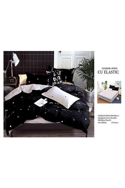 CHIRASO CHIRASO 4-Piece Bedding Set, Satin Cotton, Fitted Sheet 180x200 cm, 2 Pillowcases