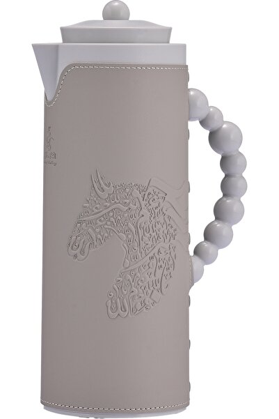 Glory ترمس رويال ٧ تي من السيف جاليري، ١ لتر، مغطى بالجلد، بنقشة حصان، مع بطا...