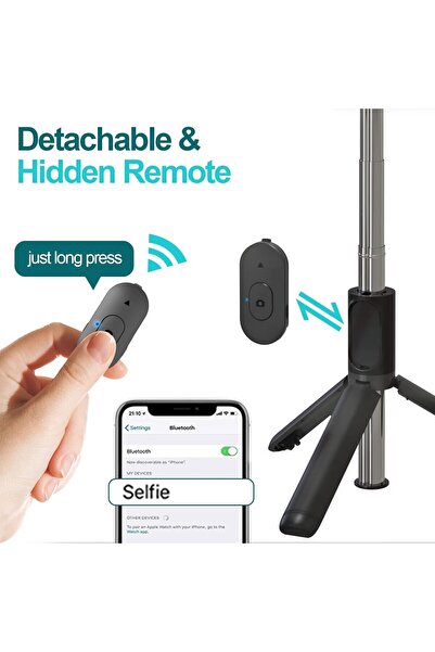 Golden Plus 3-in-1 Mobile Selfie Stick Tripod with Remote & Fill Light -