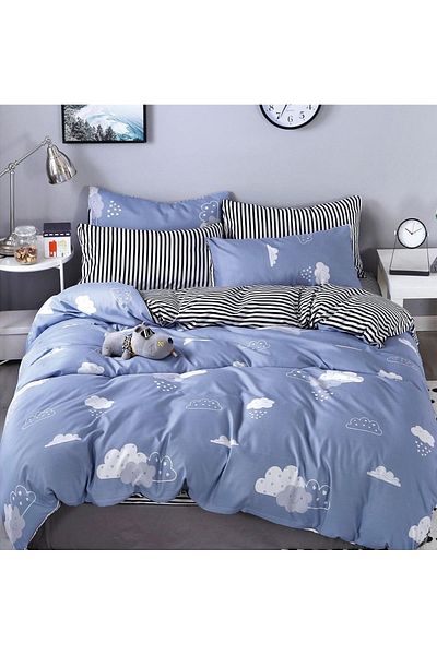 CHIRASO CHIRASO 4-Piece Bedding Set, Satin Cotton, Fitted Sheet 180x200 cm, 2 Pillowcases