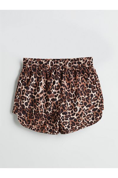 LC Waikiki Women's Leopard Patterned Swim Shorts with Elastic Waist