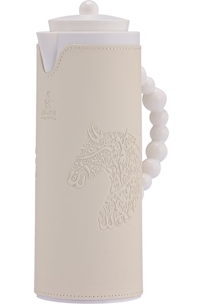 Alsaif Gallery Royal 7T Thermos, Alsaif Gallery, 1L, Leather Covered, Horse Design, Glass Inner, Plastic Outer - Wh